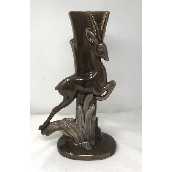 Royal Haeger Gazelle Vase Art Pottery Mid Century Decor Drip Glaze 14.25" - Picture 4 of 13